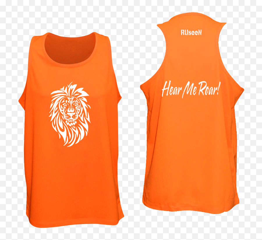 Ruseen Reflective Apparel - Sleeveless Shirt Front Back Png,Orange Lion Logo