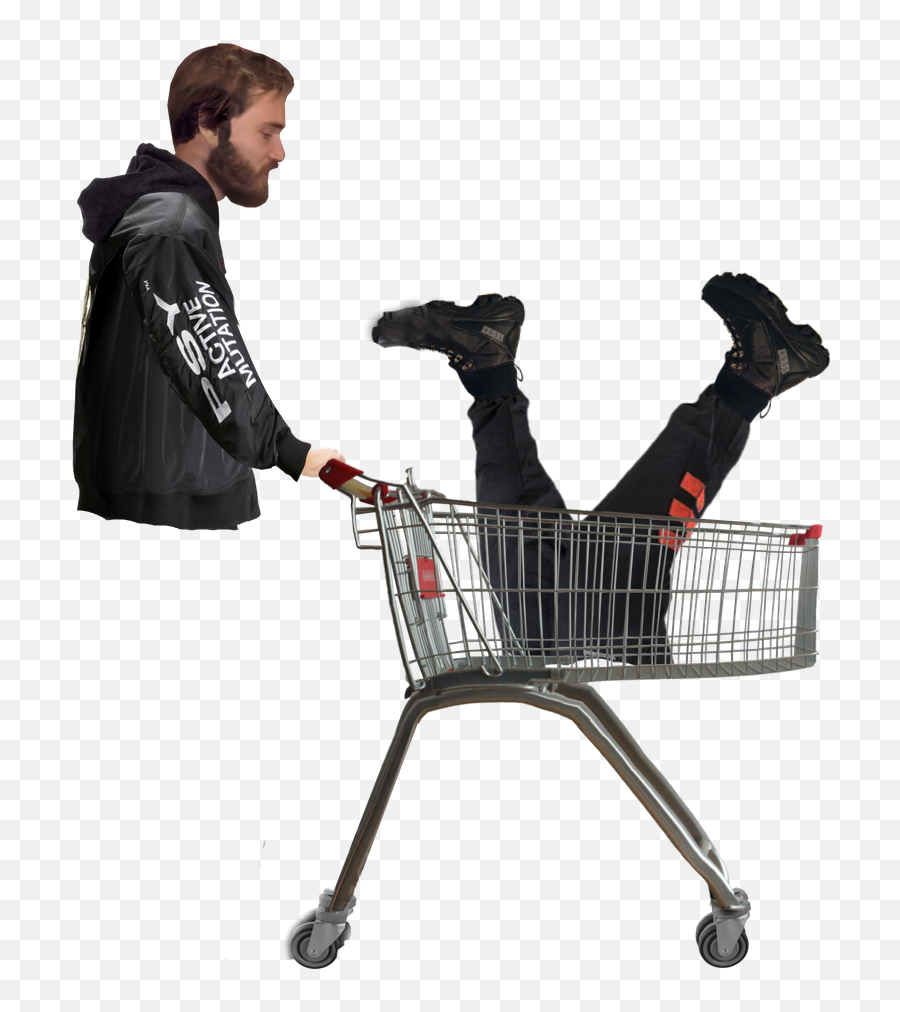 Hi - Res Picture Of Pewdiepie Pewdiepiesubmissions People With Shopping Cart Png,Pewdiepie Transparent