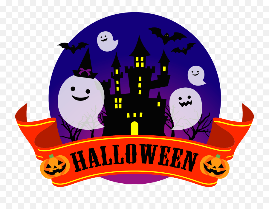 Halloween Scene - Haunted House Ghosts Banner Clipart Halloween Ghost Clipart Png,Halloween Banner Png