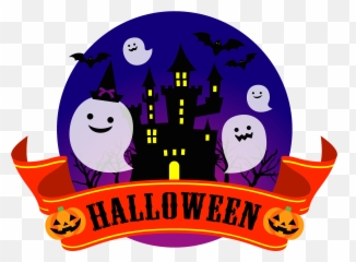 Halloween Scene - Haunted House Ghosts Banner clipart Clipart png