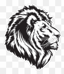 Printed Vinyl Male Lion Head - Png Black And White