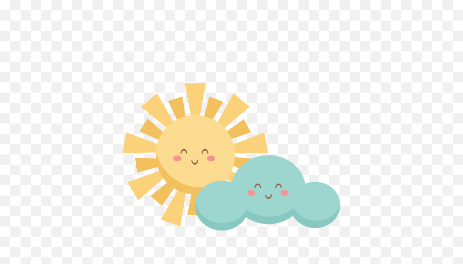 Happy Sun And Cloud Svg Scrapbook Cut File Cute Clipart - Cute Happy Sun Png,Sun Silhouette Png