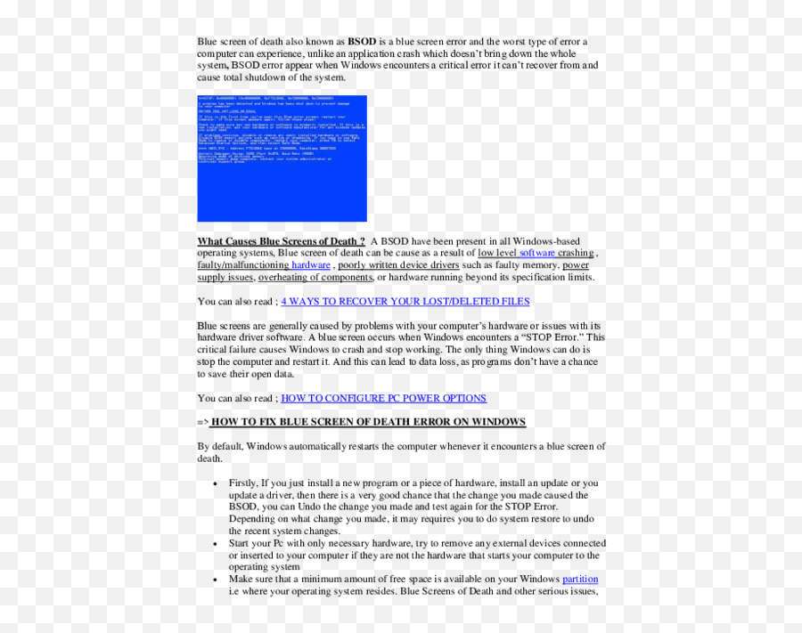 Doc How To Fix Blue Screen Of Death Error Transparent PNG