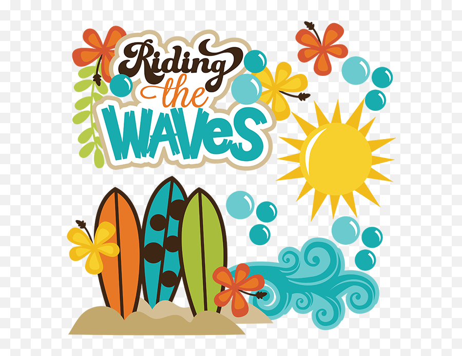 Pin Beach Waves Clipart - Wave With Surfing Board Clipart Surfing Board Clipart Png,Wave Clipart Png