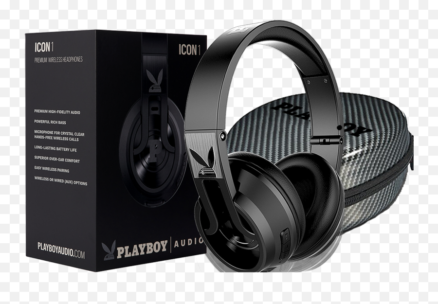 Playboy Icon 1 Premium Wireless Headphones With Microphone U0026 Portable Carrying Case - Now Available Playboy Headphones Png,Audio Icon Png