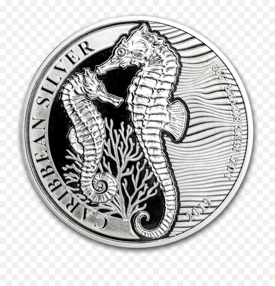 2019 1 Oz Barbados Caribbean Seahorse 999 Silver Bu - 2019 Barbados 1 Oz Silver Caribbean Seahorse Bu Png,Sea Horse Png