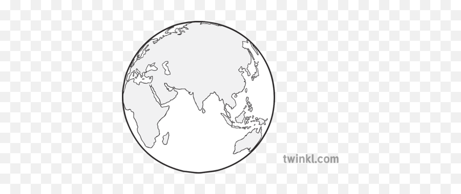 World Globe Black And White Illustration - Twinkl World Map Blank 4k Png,Globe Black And White Png