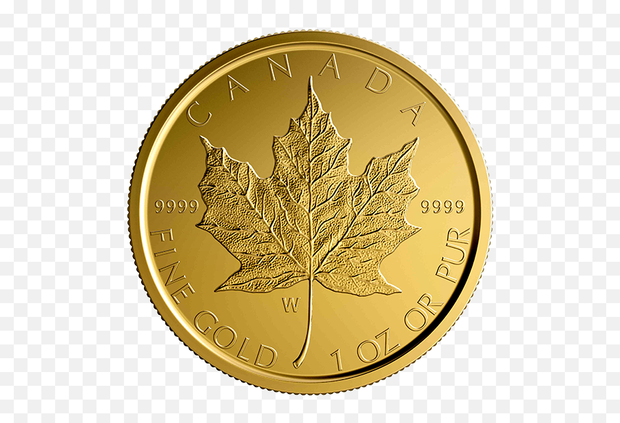 Pure Gold Coin - U201cwu201d Mint Mark Gold Maple Leaf Mintage Maple Leaf Gold Coin 2020 Png,Canadian Leaf Png