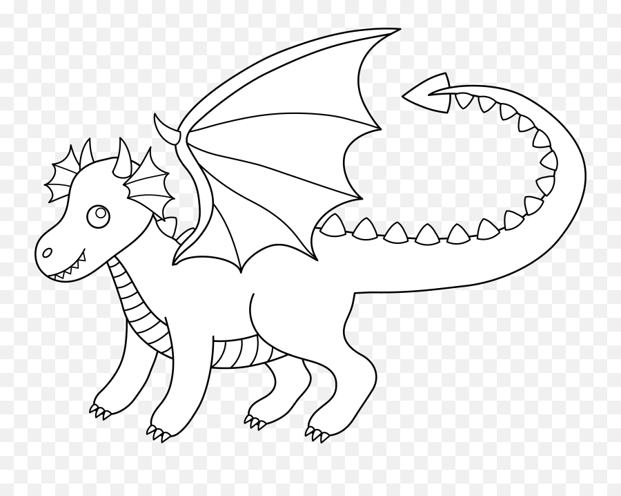 Download Hd Cute Dragon Clipart Black And White - Black Line Clip Art Png,Cute Dragon Png