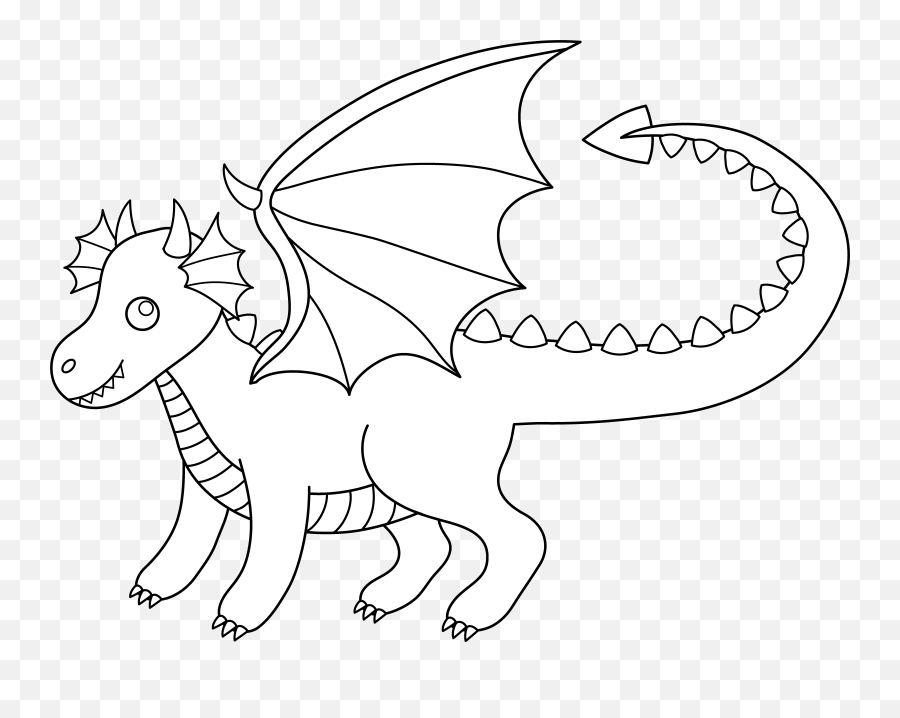 Download Hd Cute Dragon Clipart Black And White - Black Line Clip Art ...