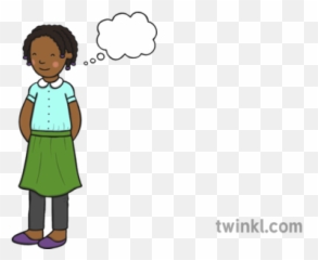 Girl With Thought Bubble Illustration - Twinkl Single Sunflower Png Transparent