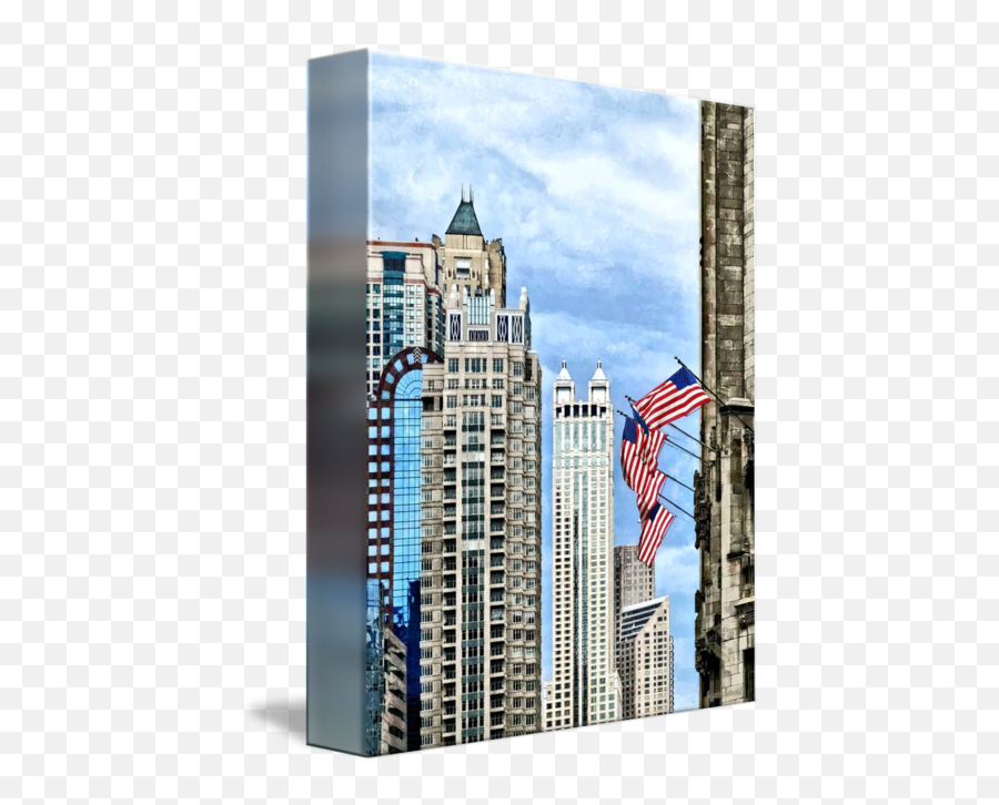 Chicago Flags Along Michigan Avenue By Susan Savad - Skyscraper Png,Chicago Flag Png