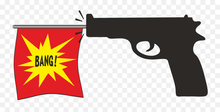 Cartoon Gun Bang Flag Clipart - Bang Flag Png,Cartoon Gun Png