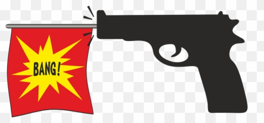 Cartoon Gun Bang Flag Clipart - Bang Flag Png,Cartoon Gun Png