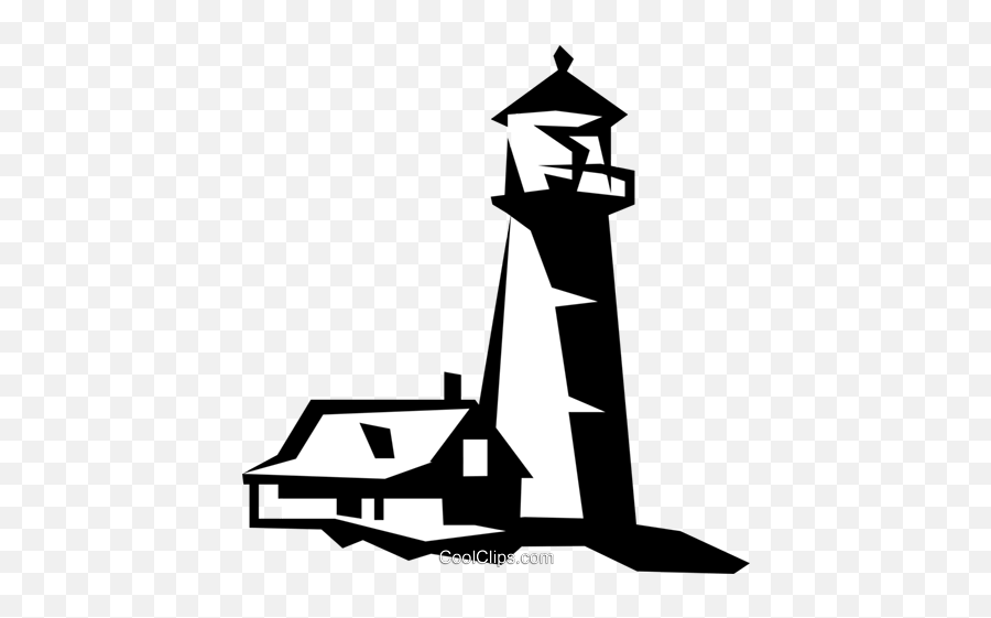 House Beside A Lighthouse Royalty Free Vector Clip Art - Black And White Clip Art Lighthouses Png,Lighthouse Clipart Png