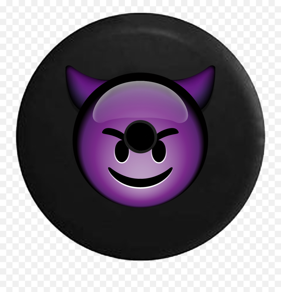 Jeep Wrangler Jl Backup Camera Day Purple Evil Text Emoji Devil Face Rv Camper Spare Tire Cover - Blackcustom Sizecolorink Smiley Png,Devil Face Png