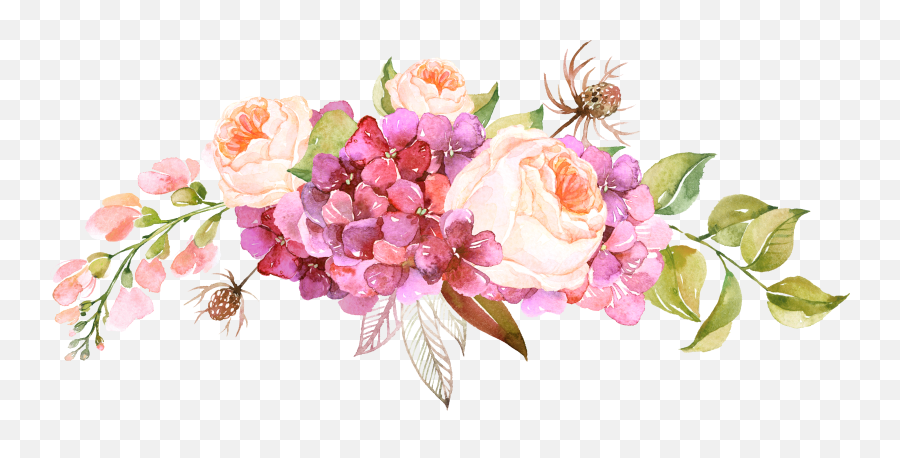 Watercolor Flowers Png - Watercolor Vector Flower Png,Rose Flower Png