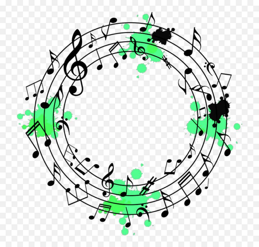 Download Music Musicnote Note Notes Green Round Circle - Music Notes Round Png,Circle Png Image