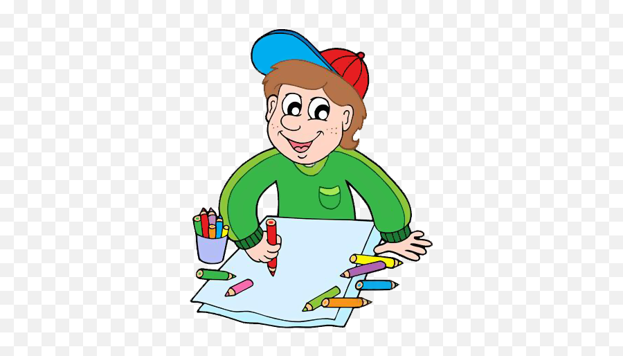 Gify Nena - Škola Str Boy With Crayons Clipart Boy Holding Crayons Clipart Png,Crayon Clipart Png