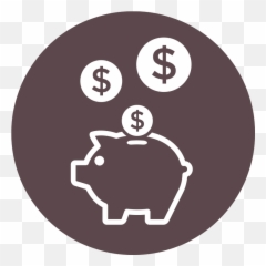 Download Piggy Bank Icon With Dollar Signs Above It - Saving Round png