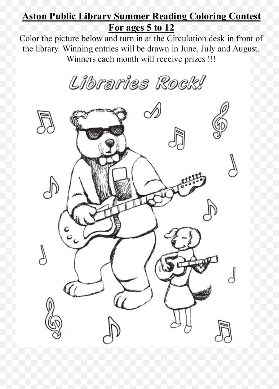 Library Coloring Contest Aston Public - Dot Png,Intec Rock Icon Guitar