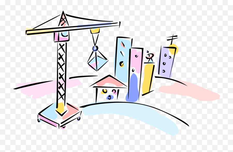 Vector Illustration Of Building Construction Crane - Cartoon Vertical Png,Crane Icon Vector