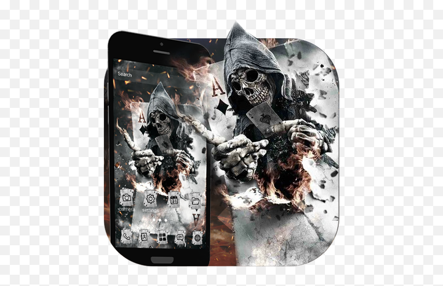 Smoky Poker Skull Launcher Theme Live Hd Wallpaper 10 - Skull Poker Immagine Png,Touchwiz Samsung Galaxy S7 Icon