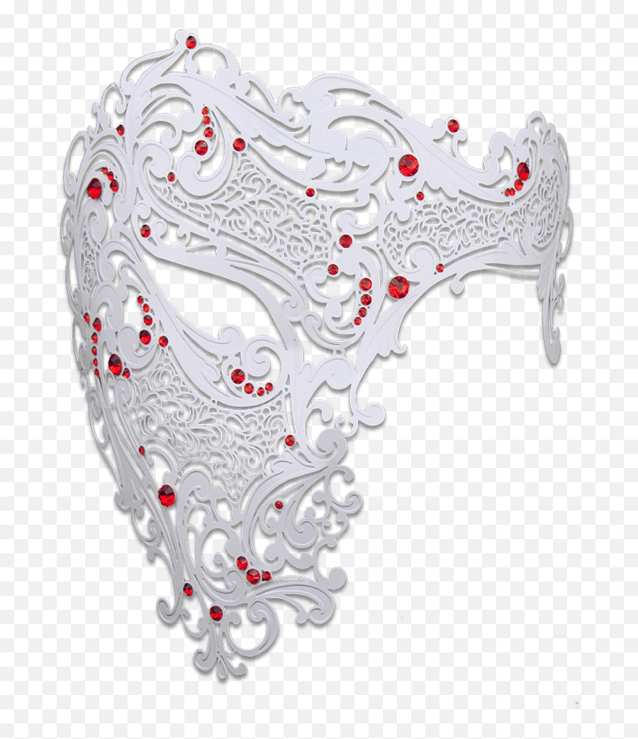 White Series Signature Phantom Of The Opera Half Face Mask - Masquerade Silver Mask Png,Phantom Of The Opera Mask Png