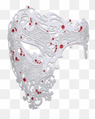 White Series Signature Phantom Of The Opera Half Face Mask - Masquerade Silver Mask Png,Phantom Of The Opera Mask Png