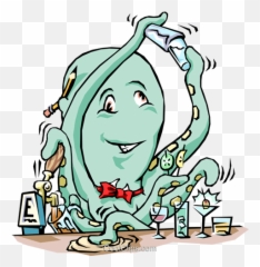Octopus Bartender Royalty Free Vector Clip Art Illustration - Clip Art Png,Bartender Png