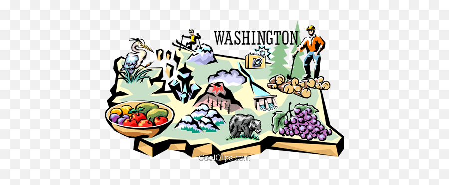 Washington Vignette Map Royalty Free - Local Food Washington State Png,Vignette Transparent