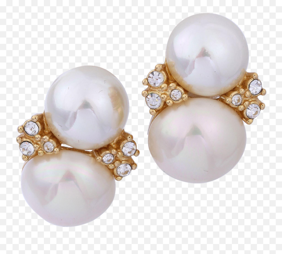 Christian Dior Double Pearl Earrings - Solid Png,Cd Icon Dior Onyx Necklace