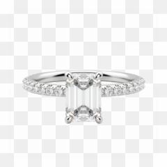 Lyre Emerald Cut Engagement Ring - Solid png