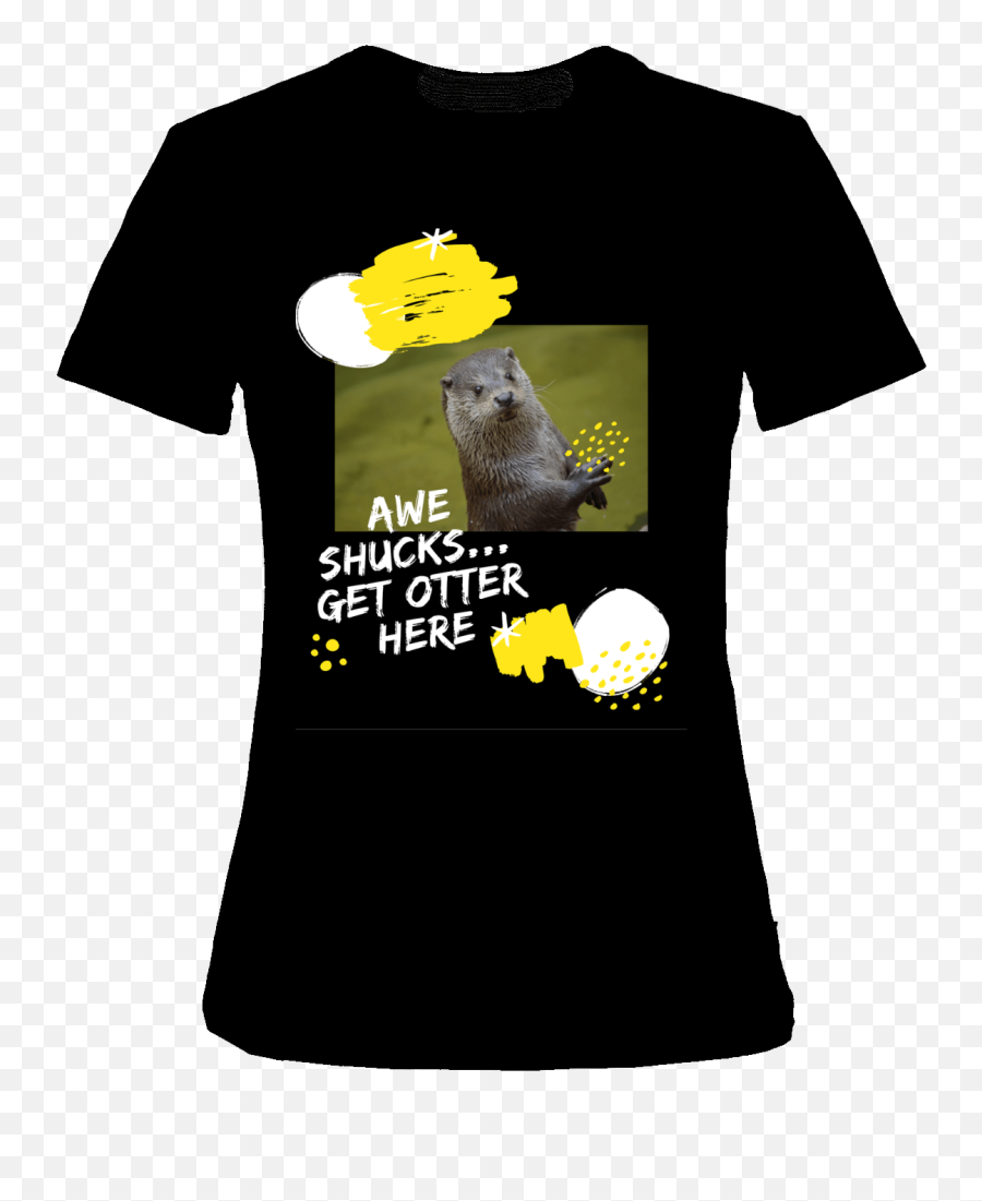 Artstry88 - Awe Shucks Get Otter Here Graphic Vneck Tshirt Short Sleeve Png,Sea Otter Icon