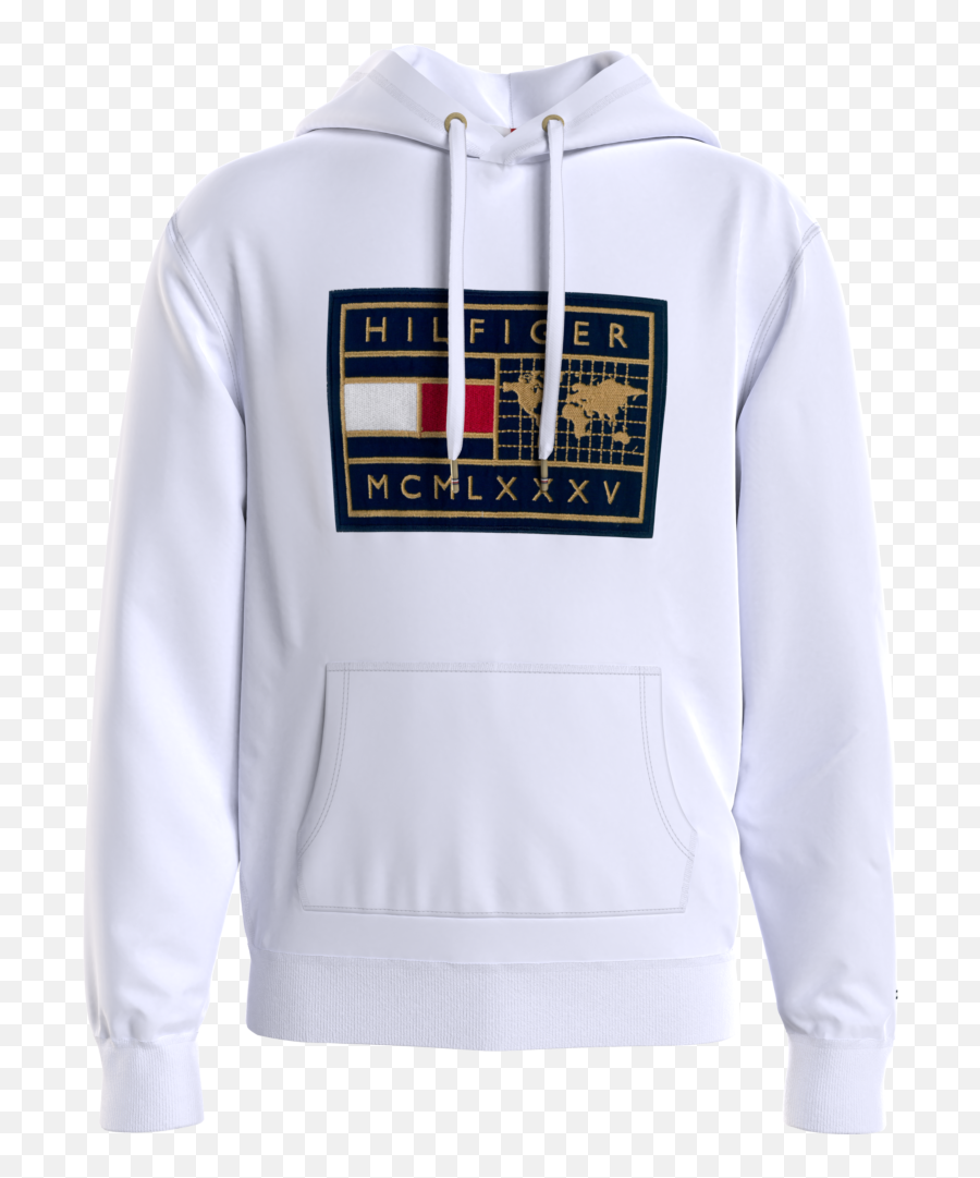 Tommy Hilfiger Icon Earth Badge Hoodie Overhead White - Long Sleeve Png,Overhead Fee Icon