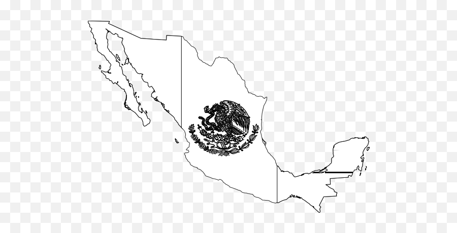 Mexican Flag Black And White - Clipartsco Map Of Mexico Transparent Background Png,Mexican Flag Png