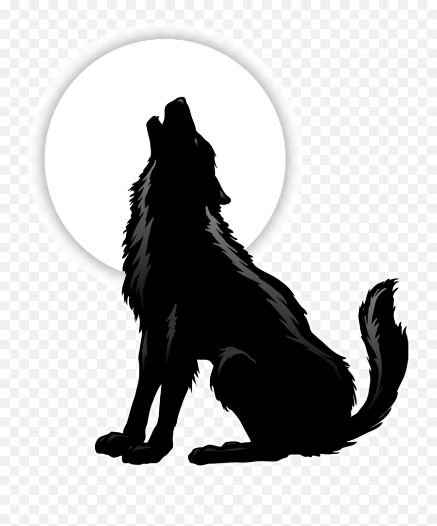 Gray Wolf Coyote Silhouette Clip Art - Howling Wolf Sitting Down Drawing Png,Howling Wolf Png