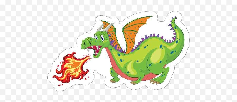 Cute Green Fire Breathing Dragon Sticker - Dragon Clipart Png,Green Fire Png