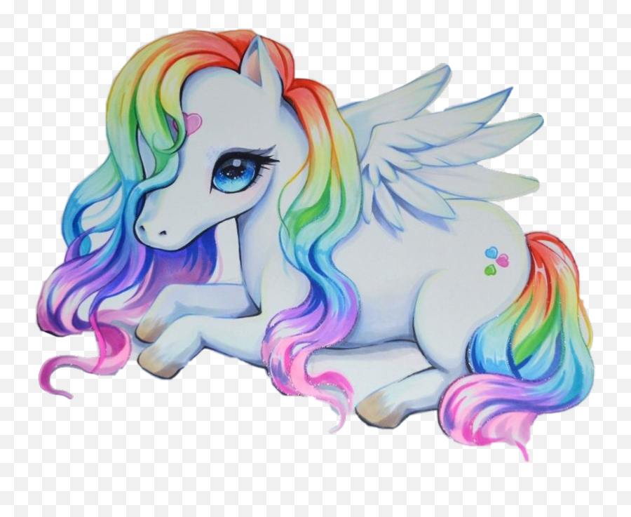 Animal Sticker Rainbow Unicorn Colours Art Lovehearts - Rainbow Unicorn Unicorn Drawing Png,Unicorn Clipart Transparent Background