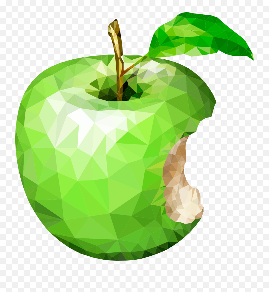 Drawn Bitten Green Apple - Geometric Art Of A Apple Png,Bitten Apple Png