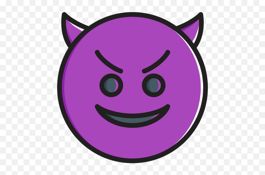 Smiling Face With Horns Emoji Icon Of Colored Outline Style - Smiley Png,Smile Face Png