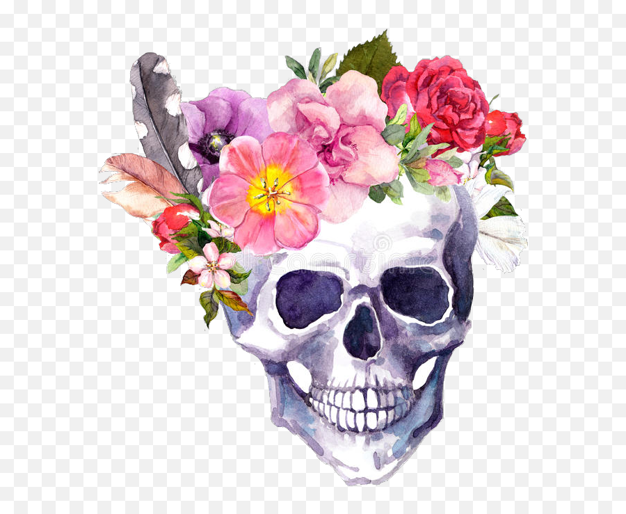 Download Transparent Flores Png Tumblr - Skull With Flower Calaveras Con Flores Dibujos,Flower Png Tumblr