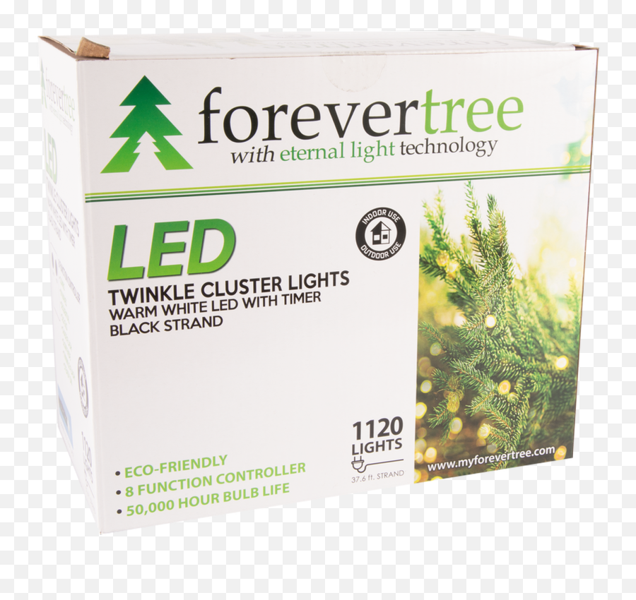 Forevertree 1120 Led Twinkle Cluster White Lights With Black Wire Png