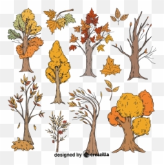 Set Of Fall Trees Vector - Clip Art Png,Tree Vector Png