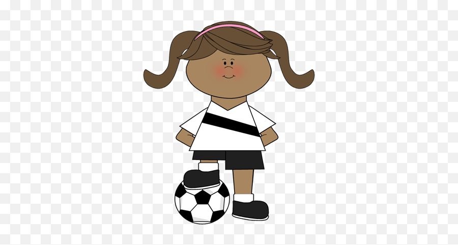 Girl With Foot - Girl With Foot On Kids Playing Soccer Clipart Png,Soccer Ball Png Transparent