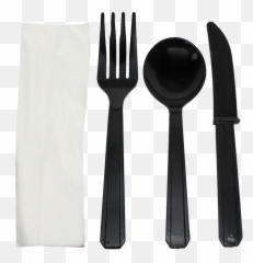 Combo Fork Knife Soup Spoon U0026 White 1 - ply napkin cutlery kit Color Black Heavy Weight 250 kitscs Knife Spoon Napkin Transparent png