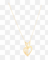 Double Heart Necklace Yellow Gold - Solid png