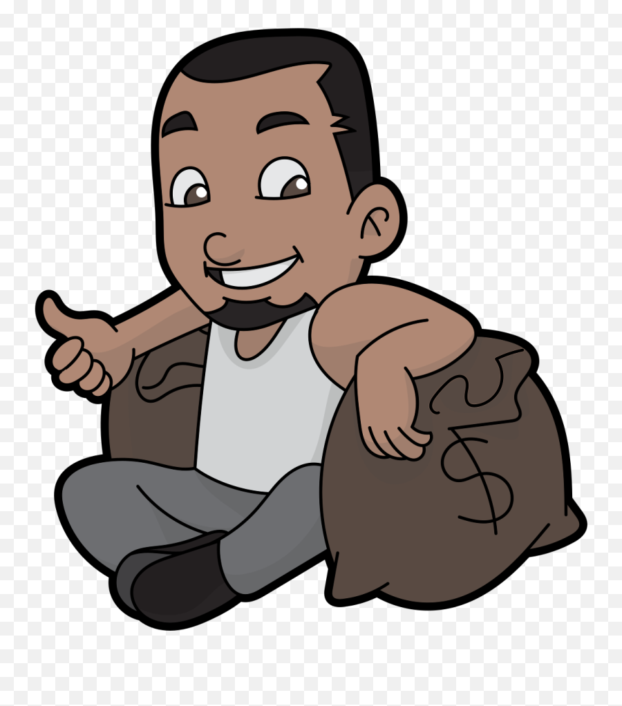 Black Guy Relaxing With Money - Happy Black Guy Cartoon Png,Black Guy Png