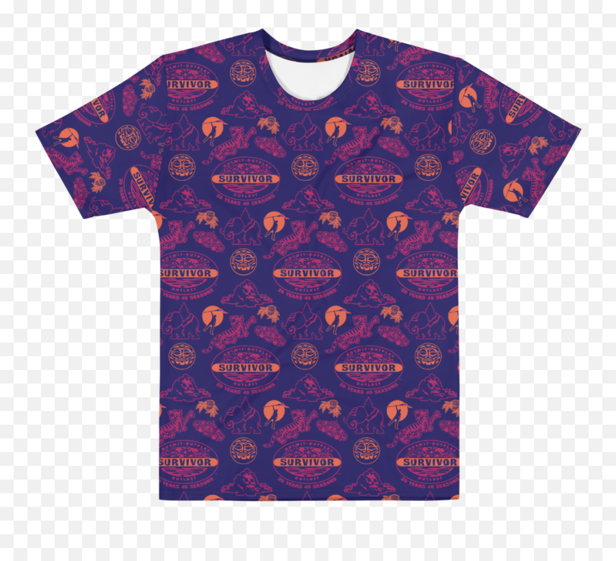 Survivor 20 Years 40 Season All Over Purple Pattern Adult - Over Print Tshirt Tf Blade Kekw Shirt Png,Criminal Minds Logos