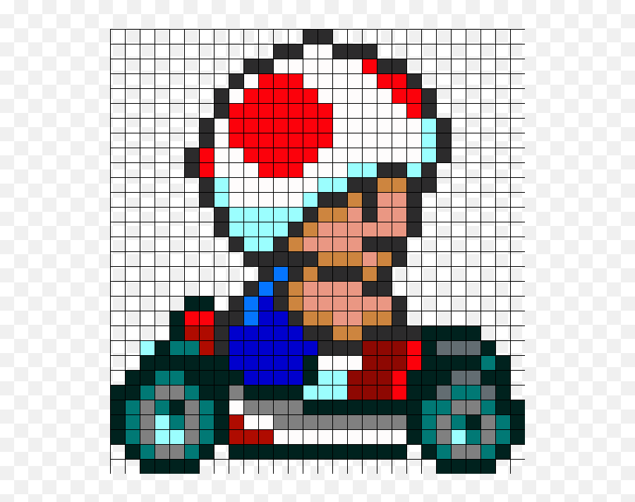 Toad Kart Page Perler Bead Pattern - Mario Kart Super Nintendo Png,Pixel Mario Transparent